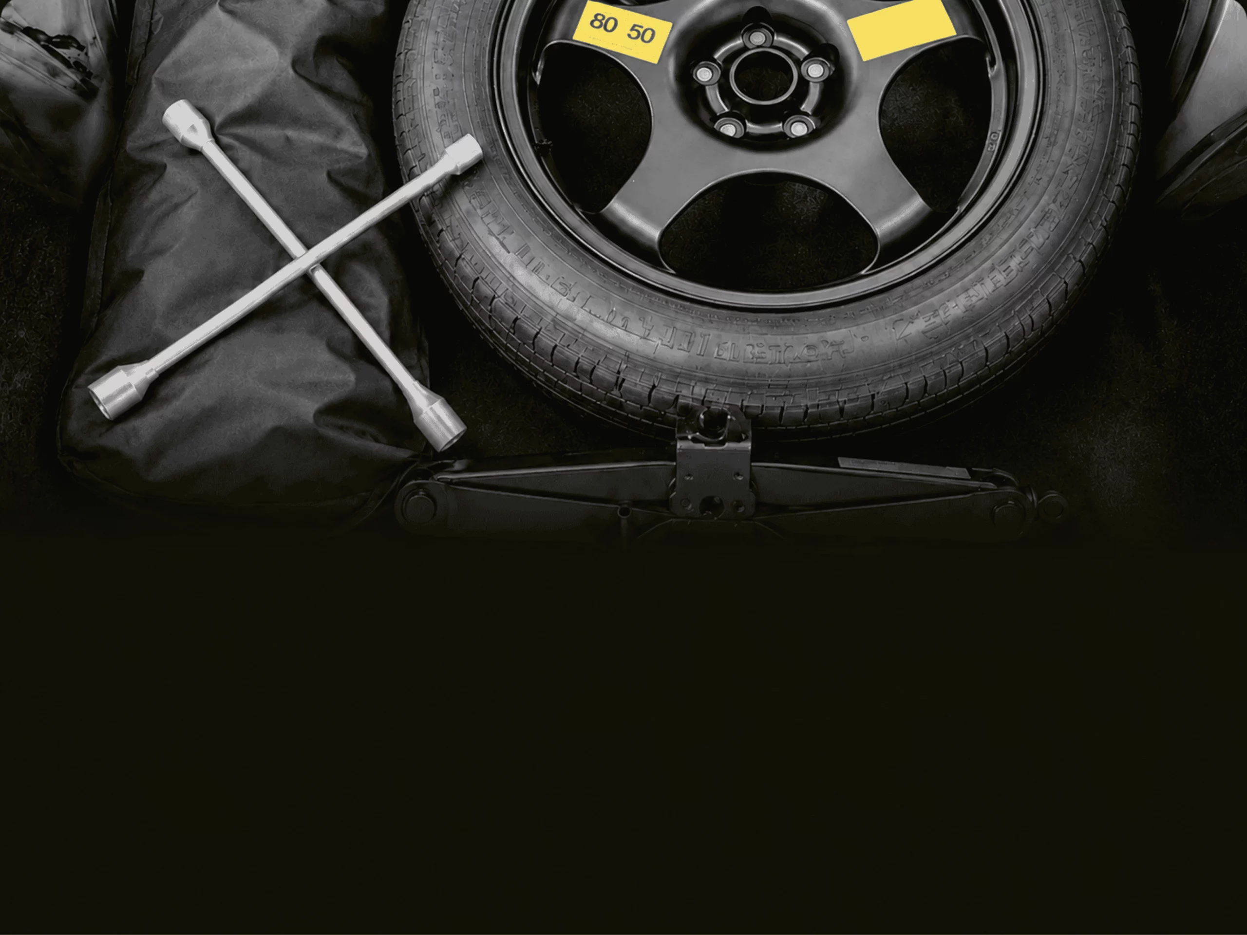 Kit roue de secours avec roue et outils